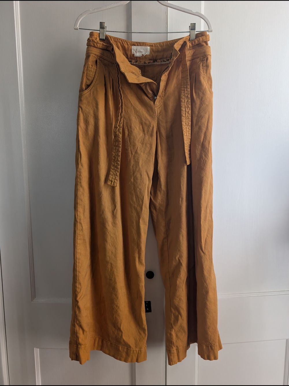 Anthropologie Women's Wide-Leg Paperbag Chinos in Mustard